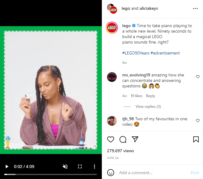 Lego Instagram profile