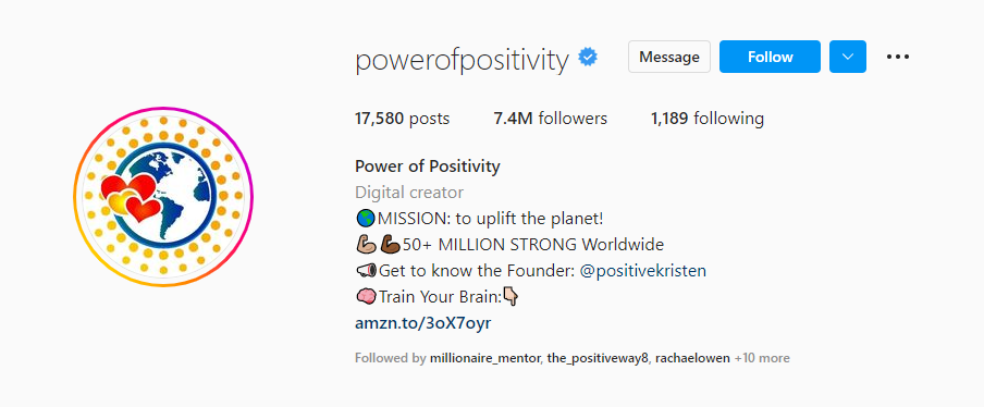 Power of positivity Instagram profile